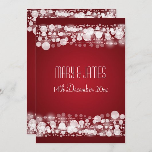 Save The Date Mariage Élégant Enregistrer La Date Dotée Rouge (Devant / Derrière)