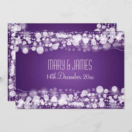 Save The Date Mariage Élégant Enregistrer La Date Dotée Violet (Devant / Derrière)