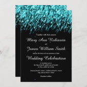 Save The Date Mariage Élégant Enregistrer La Date Étoiles Turquo (Devant / Derrière)