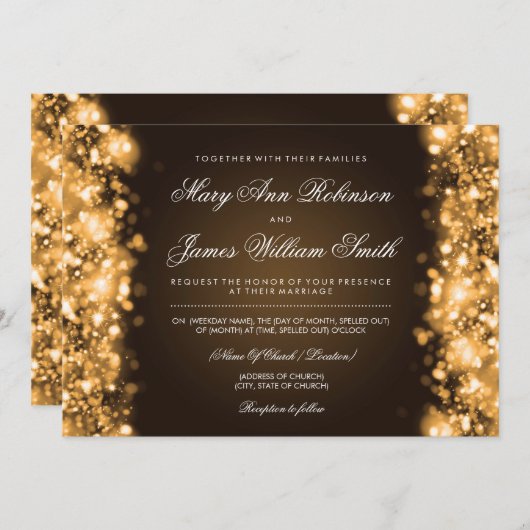 Save The Date Mariage Élégant Enregistrer La Date Lumière Or (Devant / Derrière)