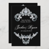 Save The Date Mariage élégant Enregistrer la date Noir Blanc (Devant / Derrière)