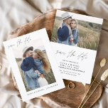 Save The Date Mariage élégant Enregistrer la date Photo Minimali<br><div class="desc">Mariage Sauvegardez les Cartes de Date qui ont une photo sur le devant et le dos. Les cartes Save the Date contiennent une typographie de script moderne,  lettrée à la main,  qui sont élégantes,  simples et modernes à utiliser après que vous minimaliste simple célébration de mariage.</div>