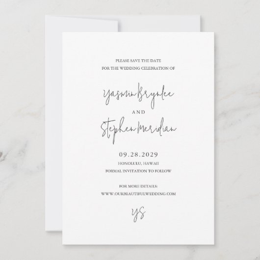 Save The Date Mariage élégant et moderne Yasmin (Devant)