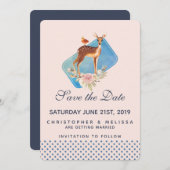 Save The Date Mariage élégant et rustique de cerf aquarelle marr (Devant / Derrière)