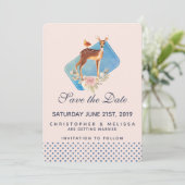 Save The Date Mariage élégant et rustique de cerf aquarelle marr (Debout devant)