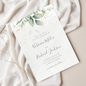 Save The Date Mariage élégant feuilles d'or de verdure d'eucalyp