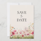 Save The Date Mariage Élégant Fleur Sauvage (Devant)