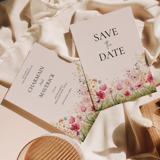 Save The Date Mariage Élégant Fleur Sauvage