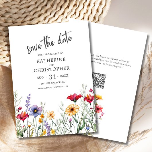 Save The Date Mariage élégant Fleur sauvage coloré