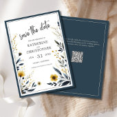 Save The Date Mariage élégant Fleur sauvage jaune bleu