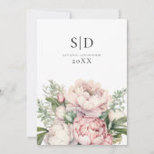 Save The Date Mariage Élégant Fleurs de Pêche Rose (Dos)