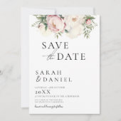 Save The Date Mariage Élégant Fleurs de Pêcher Rose (Devant)