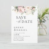 Save The Date Mariage Élégant Fleurs de Pêcher Rose (Debout devant)