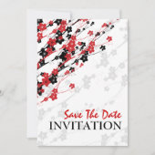 Save The Date Mariage élégant Fleurs japonaises Rouge (Devant)
