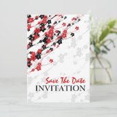 Save The Date Mariage élégant Fleurs japonaises Rouge (Debout devant)