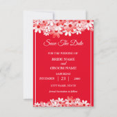 Save The Date Mariage Élégant Fleurs Rouges et Blanches (Devant)