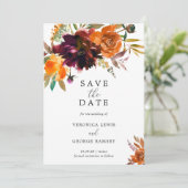 Save The Date Mariage Élégant Floral Automnal Rustique (Debout devant)