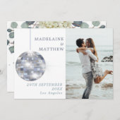 Save The Date Mariage élégant floral Dusty Blue Eucalyptus (Devant / Derrière)