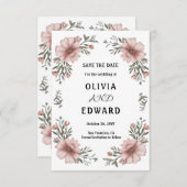 Save The Date Mariage Élégant Floral Enregistrez la Date (Devant / Derrière)