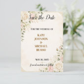 Save The Date Mariage Élégant Floral Rétro Rustique Moderne (Debout devant)