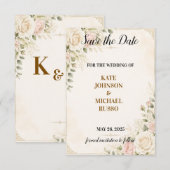 Save The Date Mariage Élégant Floral Rétro Rustique Moderne (Devant / Derrière)