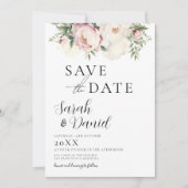 Save The Date Mariage Élégant Floral Rose Pêche (Devant)