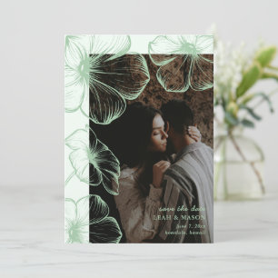 Save The Date Mariage Élégant Floral Vert Sauge Moderne