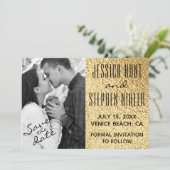 Save The Date Mariage Elegant Gold et Noir (Debout devant)