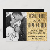 Save The Date Mariage Elegant Gold et Noir (Devant / Derrière)