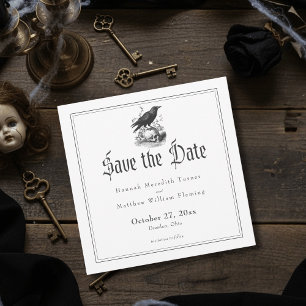Save The Date Mariage élégant gothique vintage noir Toile Corbea