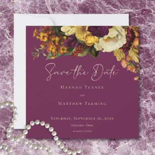 Save The Date Mariage Élégant Humeur Joyau Vintage Floral Vin