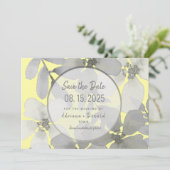 Save The Date Mariage élégant jaune et gris (Debout devant)