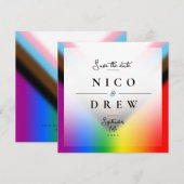 Save The Date Mariage élégant LGBTQ+ Progress Pride (Devant / Derrière)