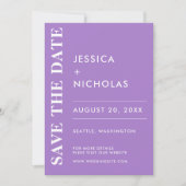 Save The Date Mariage élégant minimal moderne Lavender (Devant)
