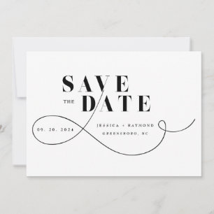 Save The Date Mariage Élégant Minimaliste Noir & Blanc