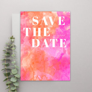 Save The Date Mariage Élégant Minimaliste Rose et Orange Simple