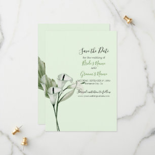 Save The Date Mariage Élégant Moderne aux Lys Calla Blancs
