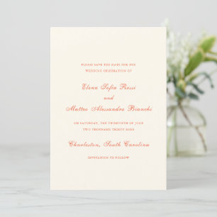 Save The Date Mariage Élégant Moderne Classique Terracotta