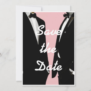 Save The Date Mariage Élégant Moderne d'Hommes Gays Rose