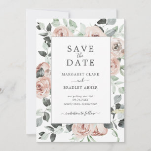 Save The Date Mariage élégant moderne Dusty Rose rose Floral 