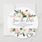 Save The Date Mariage Élégant Moderne Fleurs Blanches et Rosées (Devant)