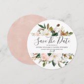 Save The Date Mariage Élégant Moderne Fleurs Roses et Blanches (Devant / Derrière)