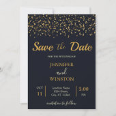 Save The Date Mariage élégant moderne Gold Stars (Devant)