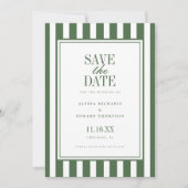 Save The Date Mariage élégant moderne rayé vert olive (Devant)