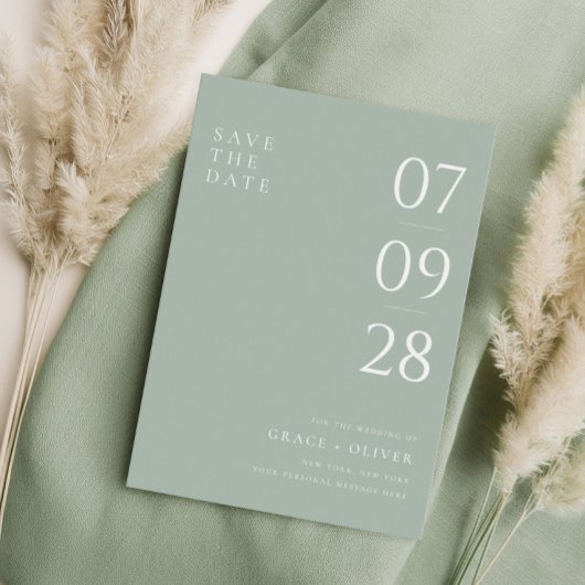 Save The Date Mariage élégant moderne Sage Green