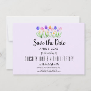 Save The Date Mariage élégant moderne tulipe de printemps lavand