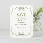 Save The Date Mariage Élégant & Moderne Vert Sauge (Debout devant)