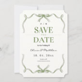 Save The Date Mariage Élégant & Moderne Vert Sauge (Devant)