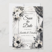 Save The Date Mariage Élégant Monochrome (Devant)