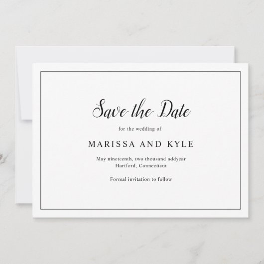 Save The Date Mariage Élégant Monogramme Classique (Devant)